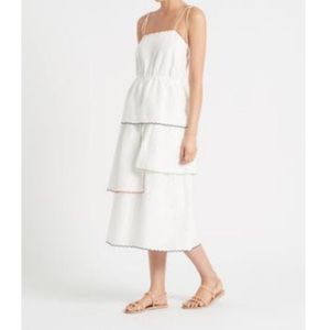 SIR White Linen Flared Midi Dress